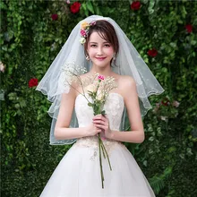 Винтажные белые жемчужные свадебные румяные вуали Новые Простые короткие женские свадебные вуали Velos De Novia аксессуары для бракосочетания