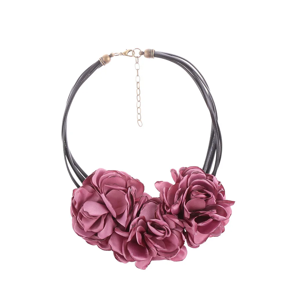1 шт. модное винтажное богемное тканевое ожерелье-чокер с розами винтажное женское массивное ожерелье - Окраска металла: red