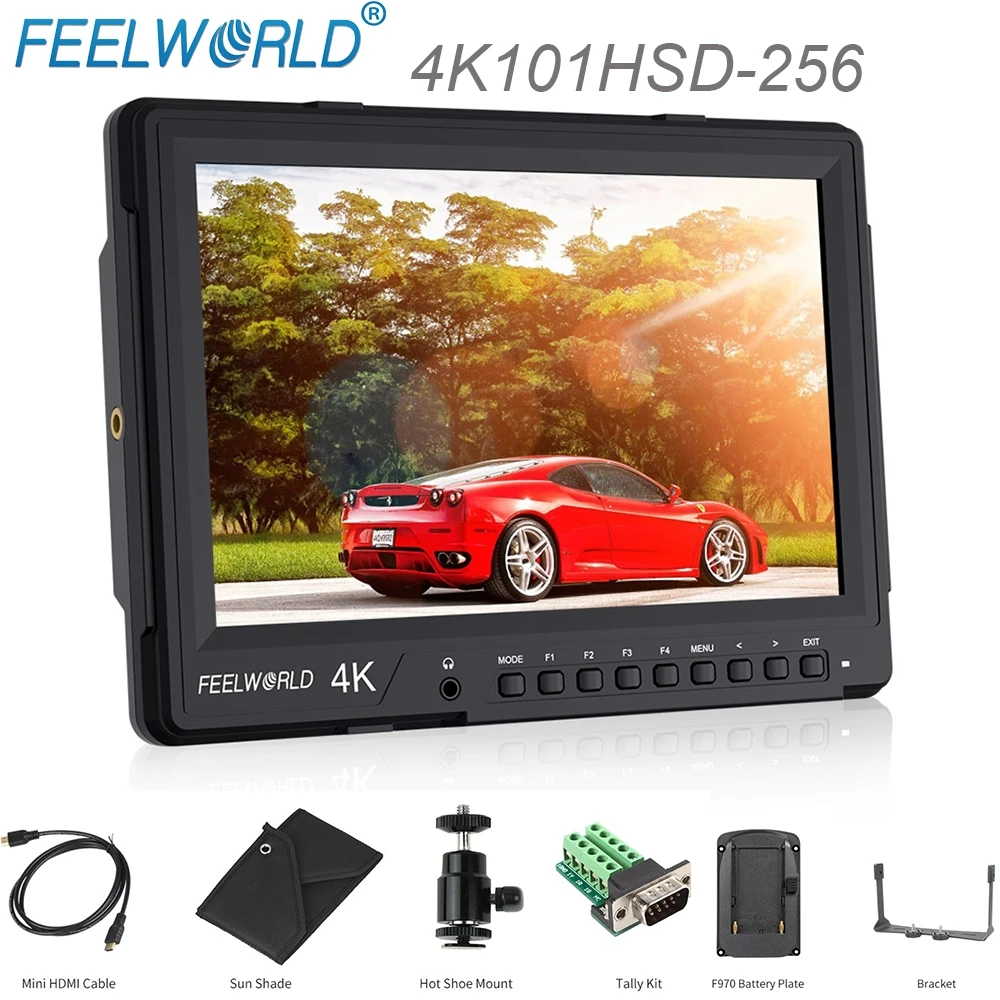 

Feelworld 4K101HSD-256 10.1" IPS Camera Field Monitor Ultra HD 2560X1600 3G-SDI 4K HDMI Broadcast Monitor for DSLR Rig Dual View