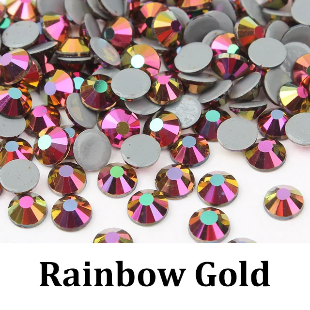 Rainbow Gold Распродажа высокое качество а++ исправление хрусталя и искусственного алмаза Ss6-ss30 стекло декоративные камни для одежды сумки обувь - Цвет: Rainbow Gold