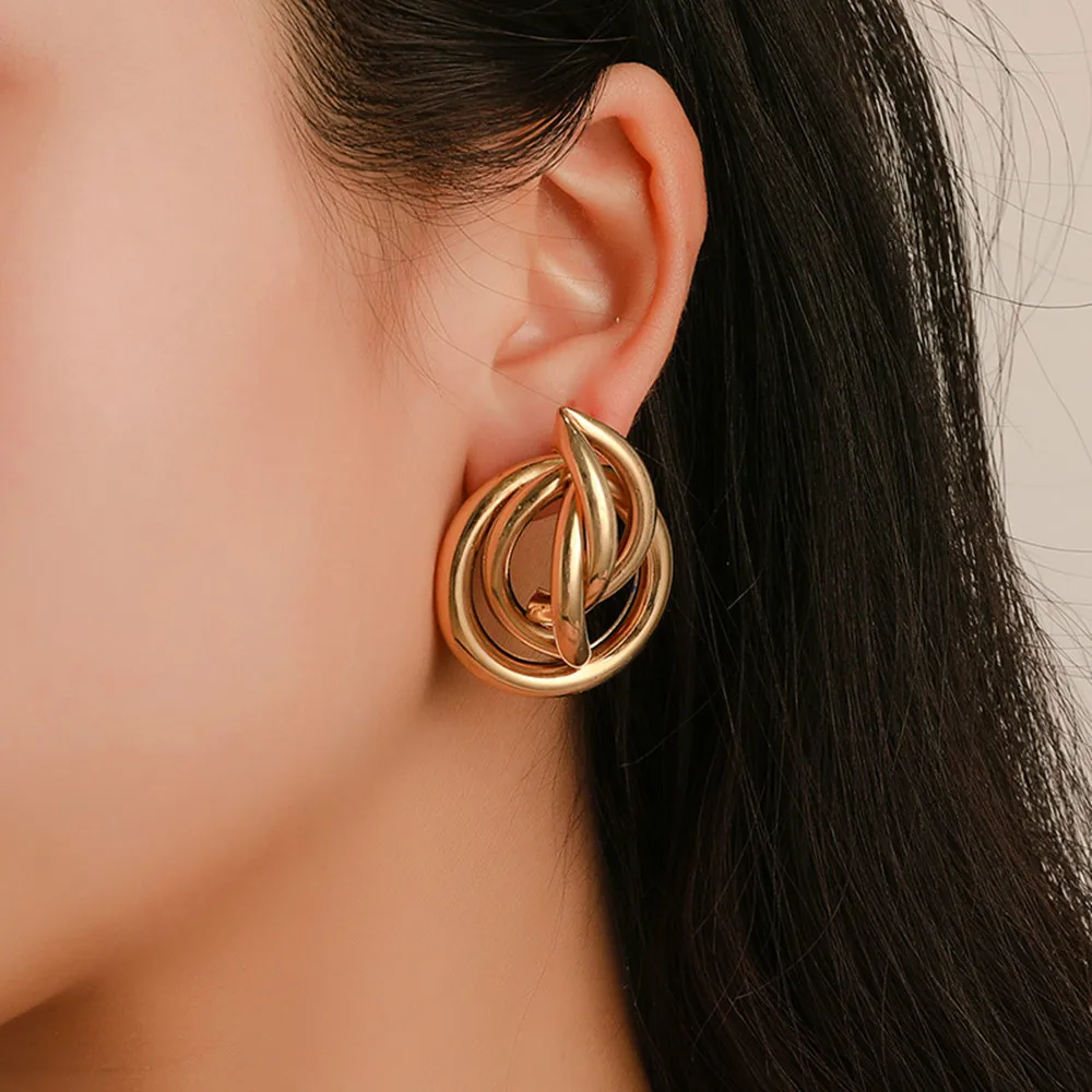 

New Hot Circle Stud Earrings Women Fashion Geometric Earrings For Party Wedding Ear Jewelry Gift