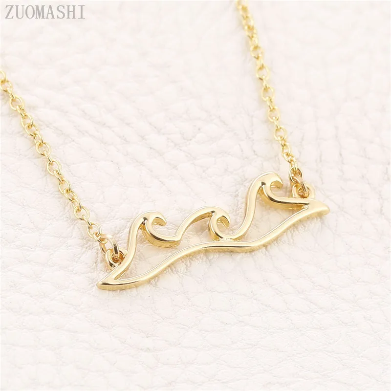 Trendy Ocean Wave Pendants Necklaces Charm Chain Beach Gift Nautical