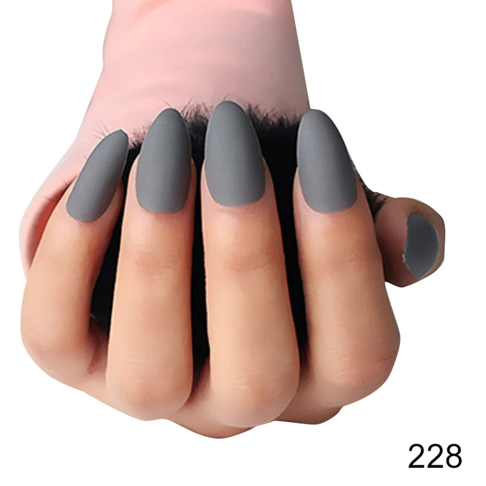 24 шт женские накладные ногти DIY матовые накладные ногти в форме капель NShopping - Цвет: 228