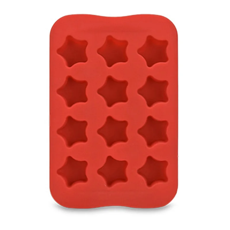 Star Red Силиконовая звезда креативная форма для шоколада 12 сетка 1 шт. популярная форма для торта в форме сердца квадратный Кубик Льда круглые кухонные аксессуары Форма для желе - Цвет: Star Red