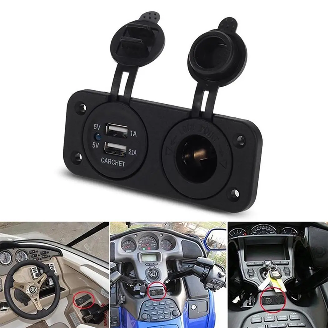 

Sailnovo Dual USB Car Cigarette Lighter Socket 5V Output Splitter USB Power Adapter Charger Auto Cigarette Lighter with Light