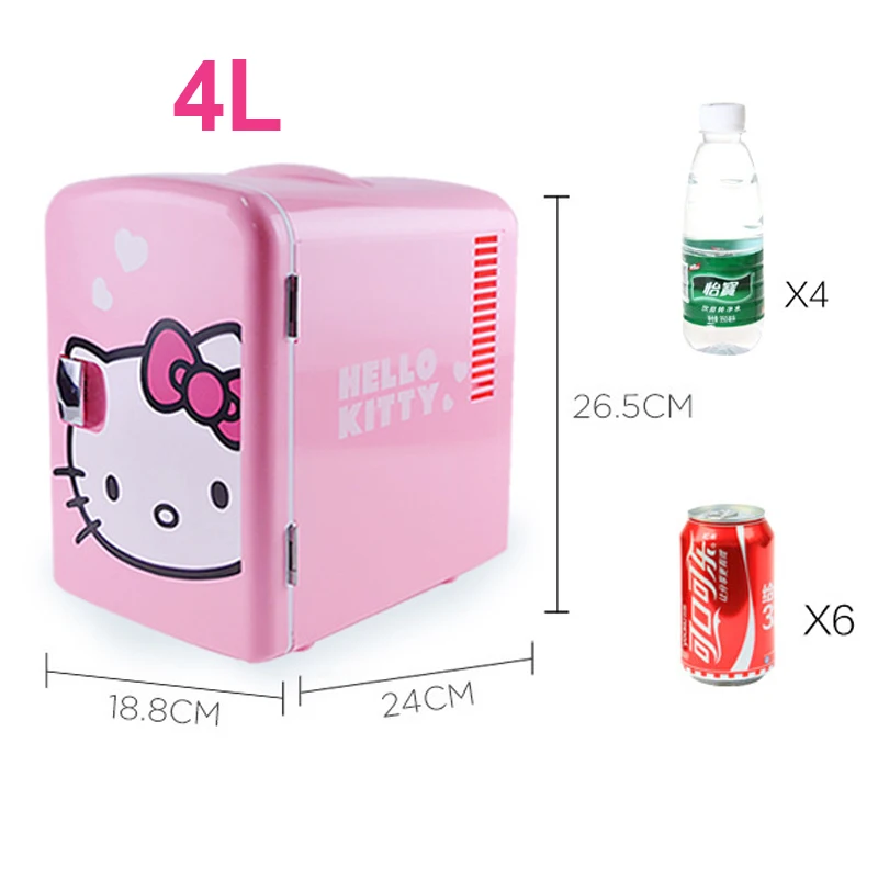 

15%JZ152,4L Hello Kitty Design Portable Electric Car Refrigerator Mini Car Home Dual Use Refrigerator Storage Freshener Machine