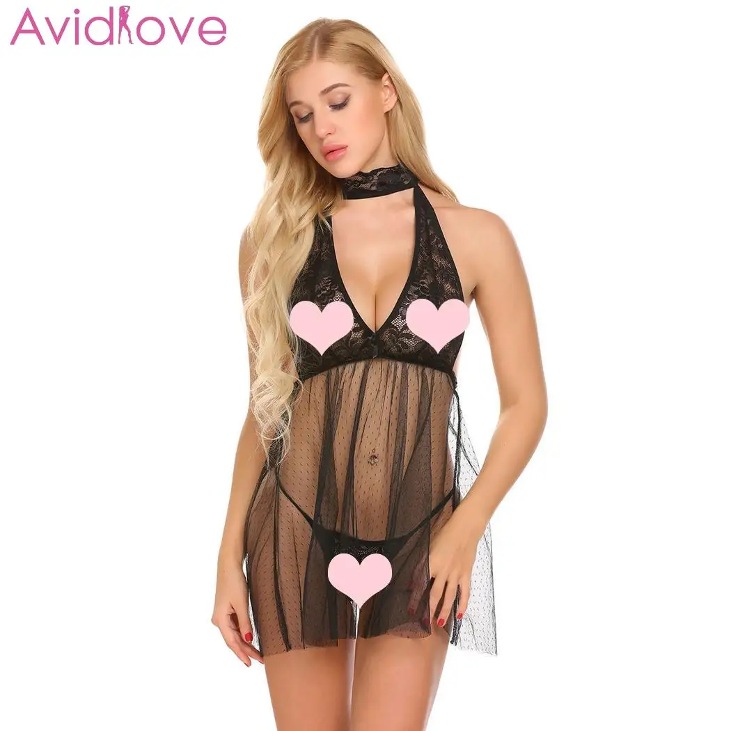 Avidlove женское сексуальное нижнее белье Babydoll Эротическое стринги кружева пэчворк