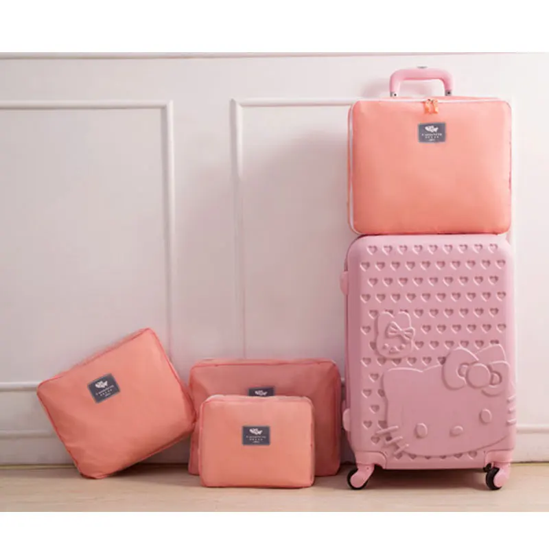 5pcs/lot Suitcase Tidy Baggage Bag Oxford cloth+mesh Travel Packing