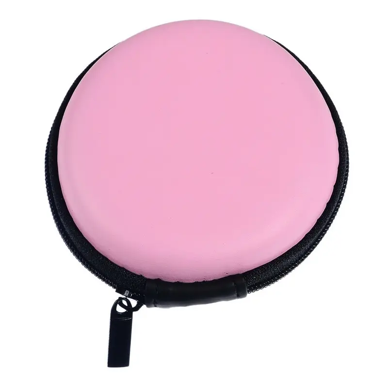 Портативный контейнер для монет сумка для безопасного хранения Цветной корпус дорожная сумка для хранения для наушников кабель для зарядного устройства - Цвет: Pink Round 8.5cm