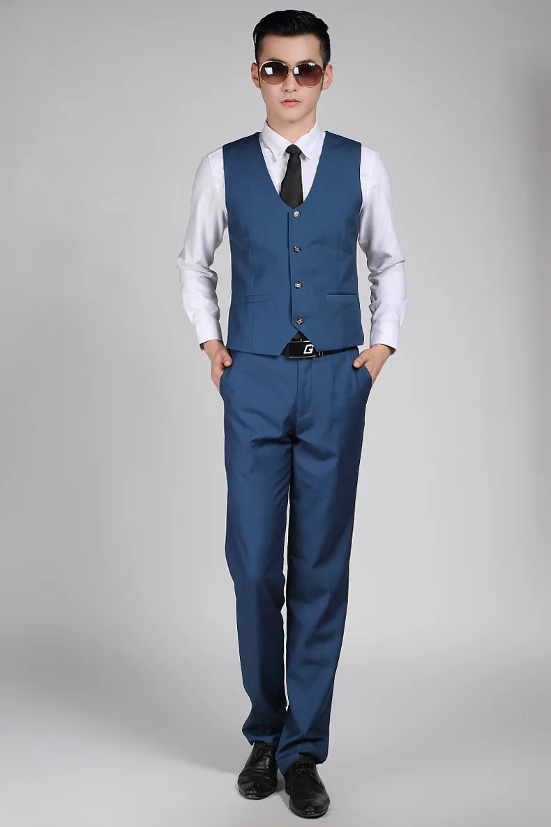 Бутик De FGG Китай SizeS 3XL Королевский синий цвет мужской деловой костюм жилеты для