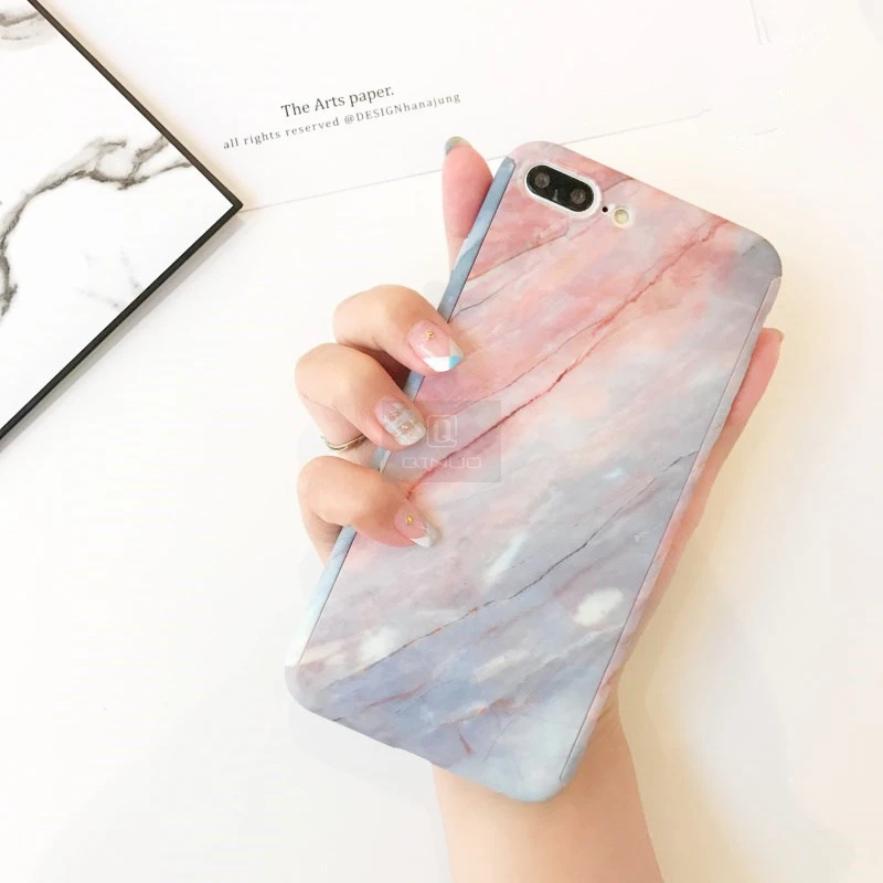 Защитный чехол QINUO на 360 градусов для iPhone 11 Pro Max X XR XS 7 8 6 6s Plus 5 5S SE с мраморным