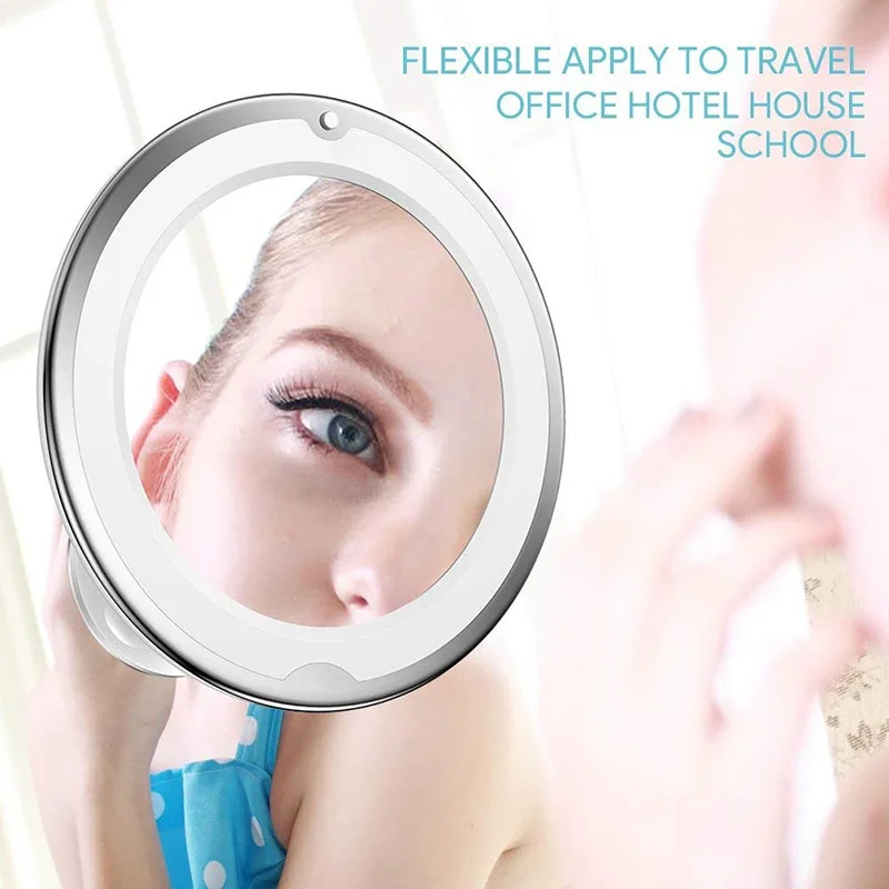 

Portable 10 Times Magnifier Mirror with Light for Makeup Women Light Up Mirror 360 Degree Adjustable Mirror Sukcer Fill Light