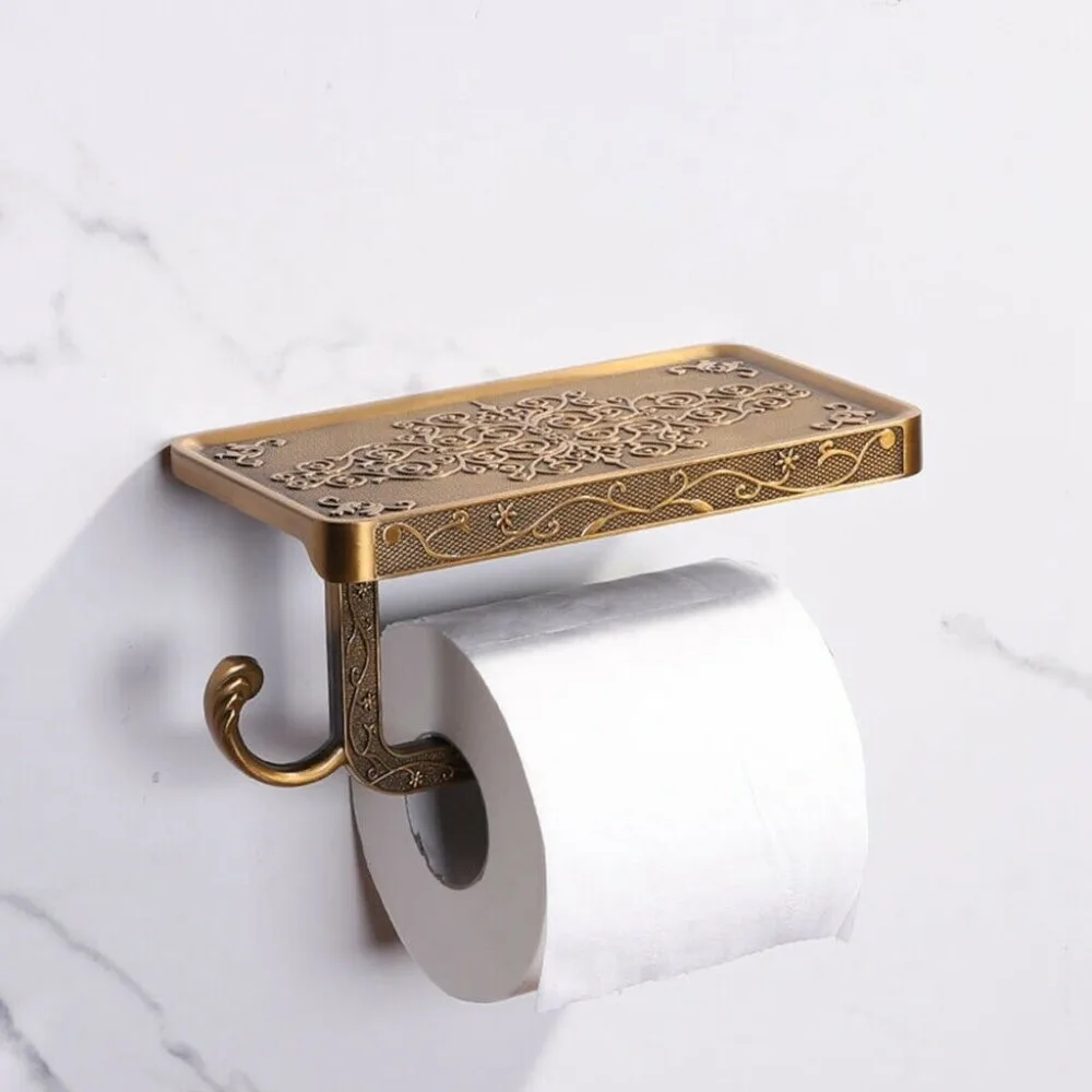 Home Toilet Paper Holder With Mobile Storage Rack Bracket Wall Mount
