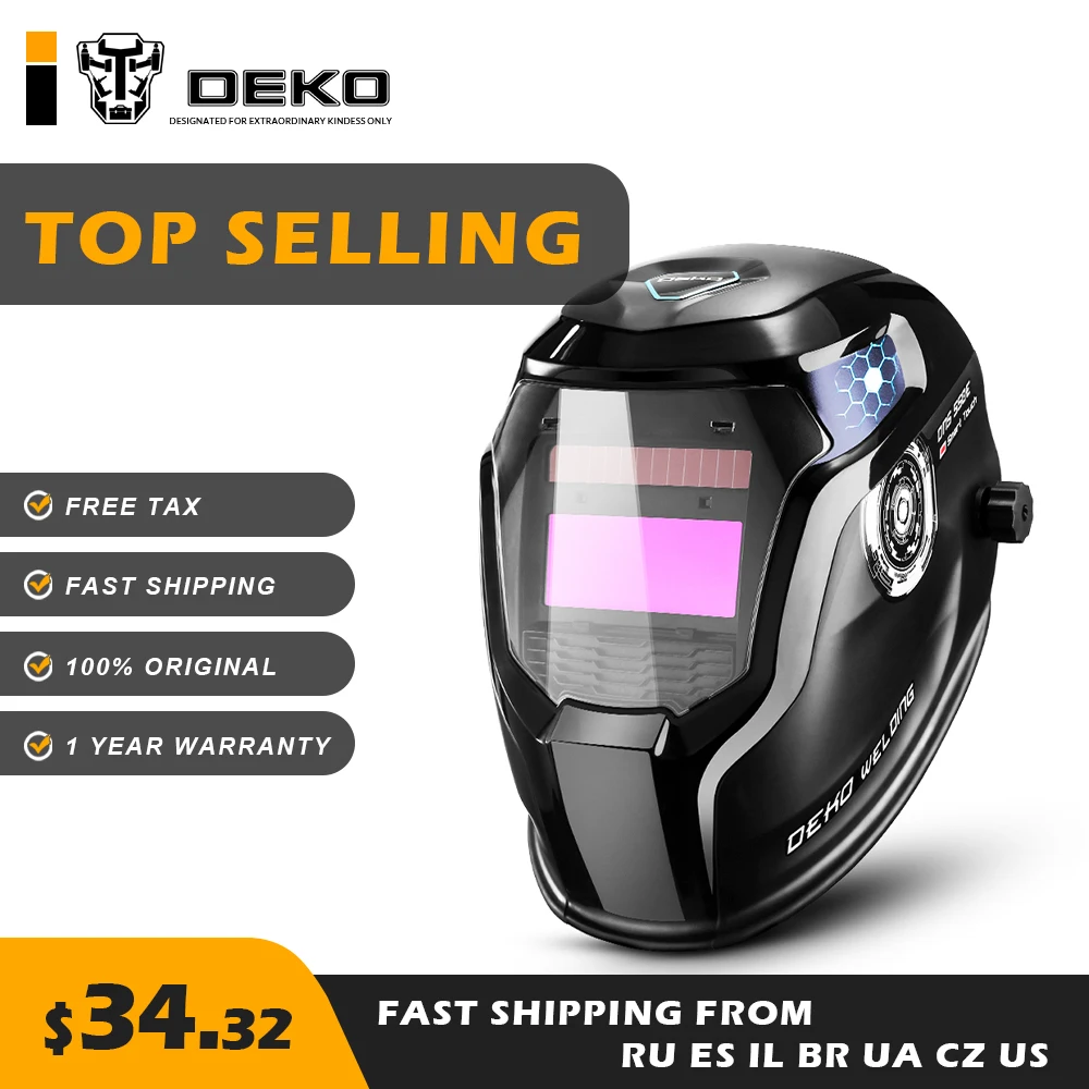 

DEKO DNS-550 Solar Power Auto Darkening Welding Mask Welder Lens Helmet Professional and DIY Household for TIG MIG MMA Grind