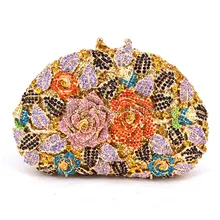 Дизайнерские роскошные женские сумки высокого качества с цветочным рисунком, вечерние клатчи с кристаллами, свадебные клатчи, вечерние женские вечерние сумочки(88303-A
