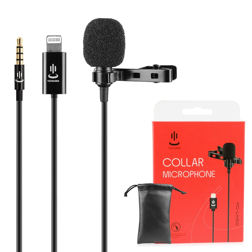 

YC-LM10 Phone Audio Video Recording Lavalier Condenser Microphone for iPhone 8 7 6 5 4 Sumsang GALAXY 4 LG G5 G4 HUAWEI Mate 20