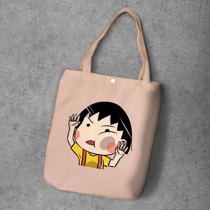 Chi-bi Maruko, мультяшный студенческий Печатный холщовый рюкзак для покупок, большая вместительность, Аниме Сумка-тоут, модная женская Повседневная сумка на плечо - Цвет: Image Color