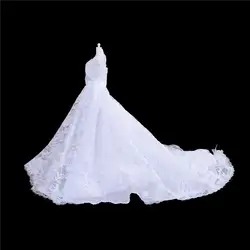 Роскошное Свадебное платье принцессы со шлейфом для невесты, детские игрушки, платье ручной работы на день рождения для куклы, одежда для
