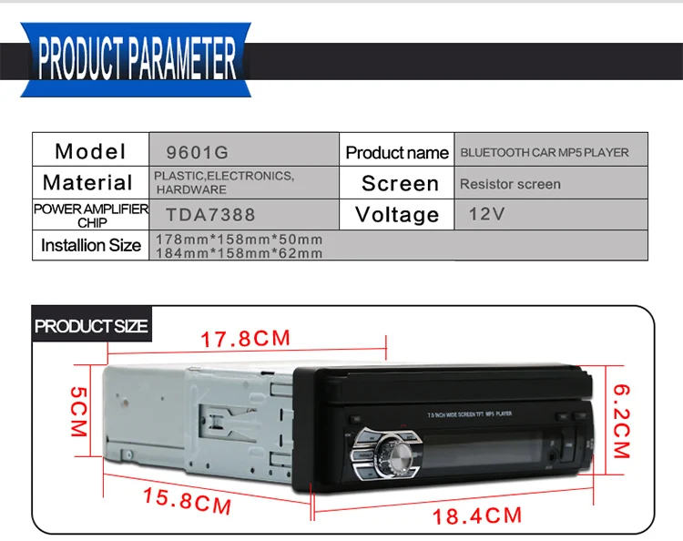 Универсальный 9601G 7,0 дюймов AUX USB TFT lcd сенсорный экран MP5 плеер Bluetooth 2,0 FM радио gps Европейская карта Автомобильный мультимедийный плеер
