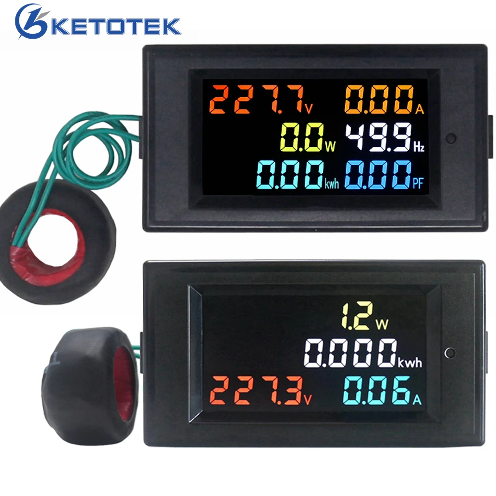  AC Voltmeter Ammeter Power Energy Meter AC 80.0-300.0V/AC 200.0-450.0 V 0.01-100A HD Color Screen 1