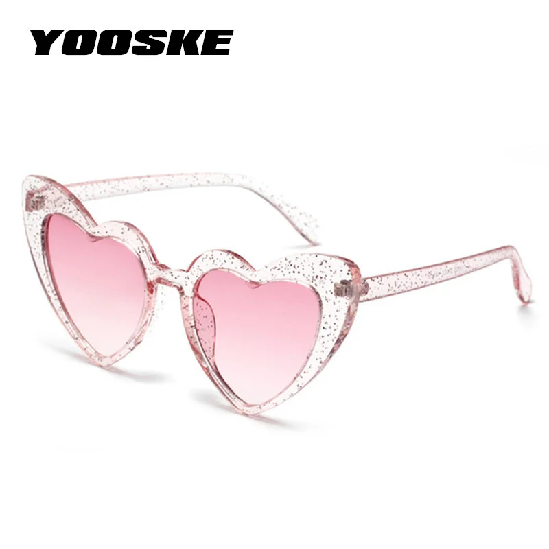 YOOSKE Love Heart Солнцезащитные очки женские милые сексуальные женские ретро солнцезащитные очки «кошачий глаз» винтажные 90s розовые очки красные очки flash