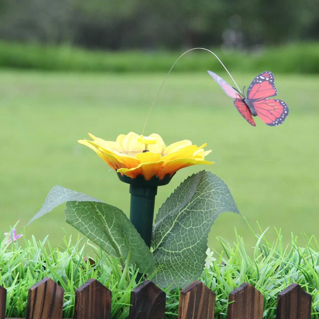 5 Types Solar Powered Garden Decor Dancing Flickering Butterfly Stake Bird Flowers Garden Decor