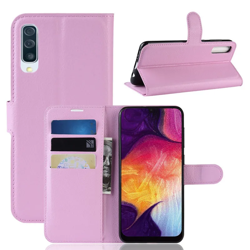 Для samsung Galaxy A50 чехол A505F A505 A 50 Флип кожаный чехол для телефона для Coque Galaxy A50 роскошный держатель для карт чехол a50 сумки - Цвет: Розовый