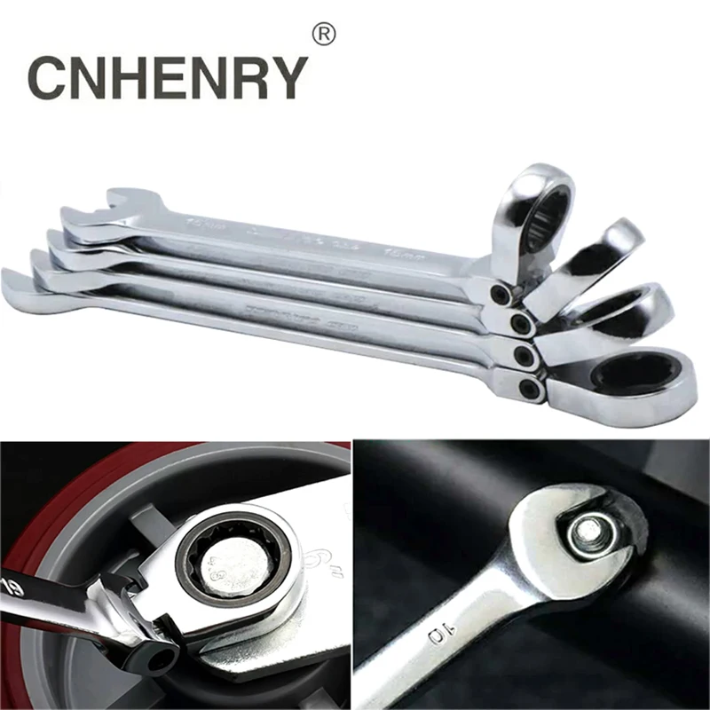 유연한 헤드 래칫 렌치 키 래칫 스패너 크롬 렌치 범용 키 핸드 툴, 자동차 수리 도구, 10mm