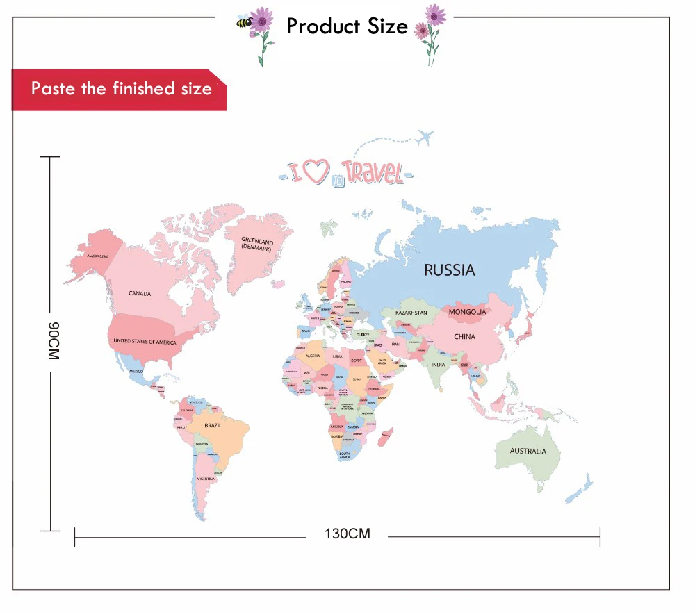 Цветные буквы карта мира DIY виниловые наклейки на стену детская комната любовь Домашний Декор офисное Искусство Наклейки 3D обои наклейки на стену