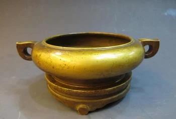 

USPS to USA S2919 Buddhism Fane 100% purple Bronze Ming Dynasty Palace Royal incense burner Censer
