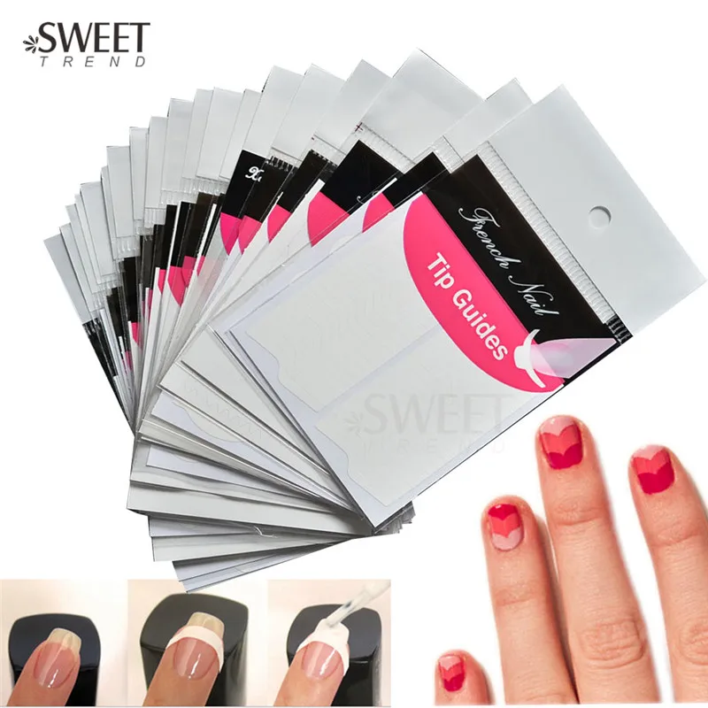 

1pcs Nail Sticker French Tips Guide Manicure Nail Art Decals Form Fringe Guides DIY Stencil Styling Beauty Tools LAFJ01-022