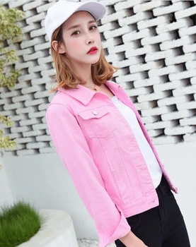 

Autumn Turn Down Collar Denim Bomber Jacket Women Single Breasted Slim Short Jeans Jackets Female Coat Vintage Outwear New