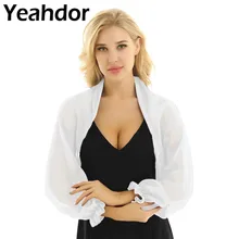 Женский прозрачный длинный рукав реглан Открытый спереди кимоно кардиган накидка блузка пляжная шаль шифон Свадебная вечеринка накидка Свадебная шаль