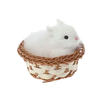 

Hare Rabbits In Basket Furry Plush Toys Craft Collectible Gift For Children Kids