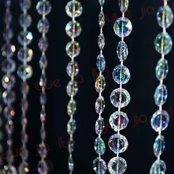 

Free shipping 30m/pcs DIY Iridescent Shining Garland Diamond Acrylic Crystal Beads Strand Shimmer Wedding decoration Party Decor