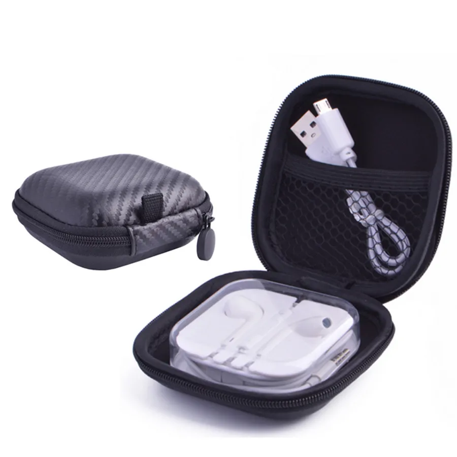 

SUMPK 90x90x40mm Square Black EVA Snakeskin texture fashion design earphone headphone case wireless bluetooth headset carry bag