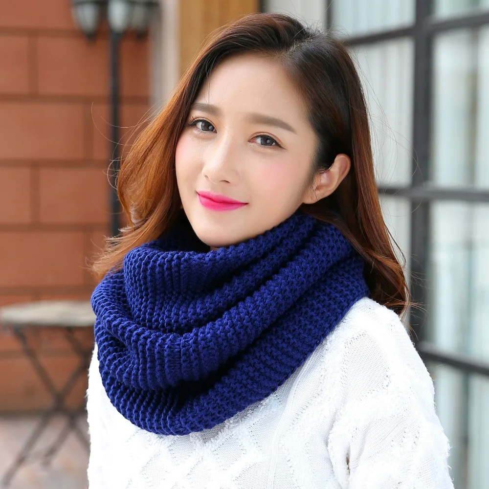 Winter Scarf Unisex Sleeve Head Scarf Solid Color Plush Ladies Scarves