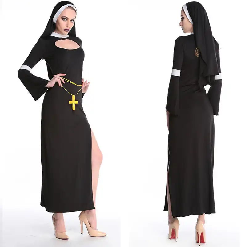 Virgin Mary Nuns Costumes For Women Sexy Long Black Nuns Costume Arabic Religion Monk Ghost Uniform Halloween Cosplay Aliexpress