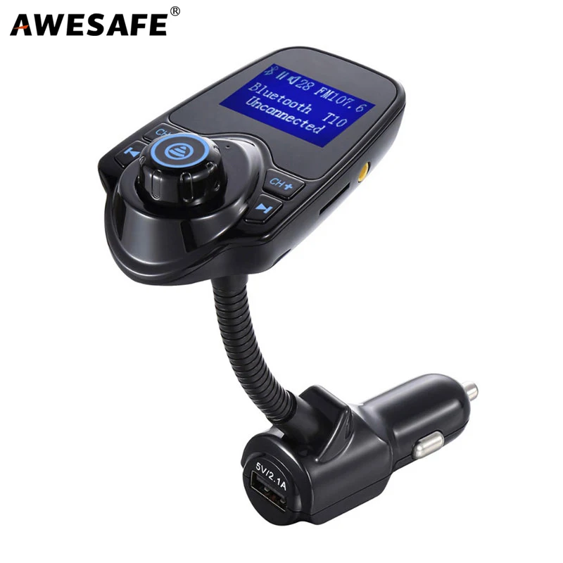 AWESAFE Беспроводной FM передатчик громкой связи Bluetooth Car Kit приемник Поддержка SD Card