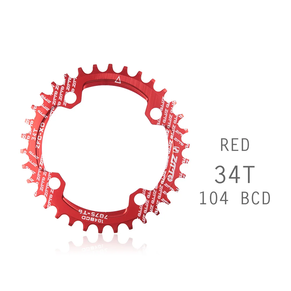 ZTTO Bicycle Parts MTB Bicycle Single Speed Crank 104BCD Round Narrow Wide 32T/34T/36T Chainring Bicycle Chainwheel