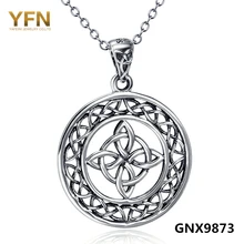 GNX9873 Nueva Collares Genuino 925 Plata Esterlina Filigrana Nudo Colgante de Collar Collar de Plata Antiguo Mejores Deseos Para Las Mujeres