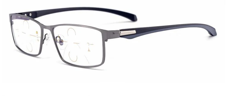 ISENGHUO титановые полноразмерные прогрессивные многофокусные очки для чтения, мужские многофокусные очки для дальнозоркости, дальнозоркости, очки для чтения - Цвет оправы: Серый