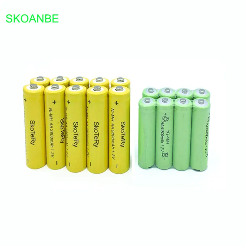 6 шт. AA 2800 мАч Ni MH аккумуляторы + AAA 1800 аккумуляторы|ni-mh rechargeable|rechargeable batteryni-mh rechargeable