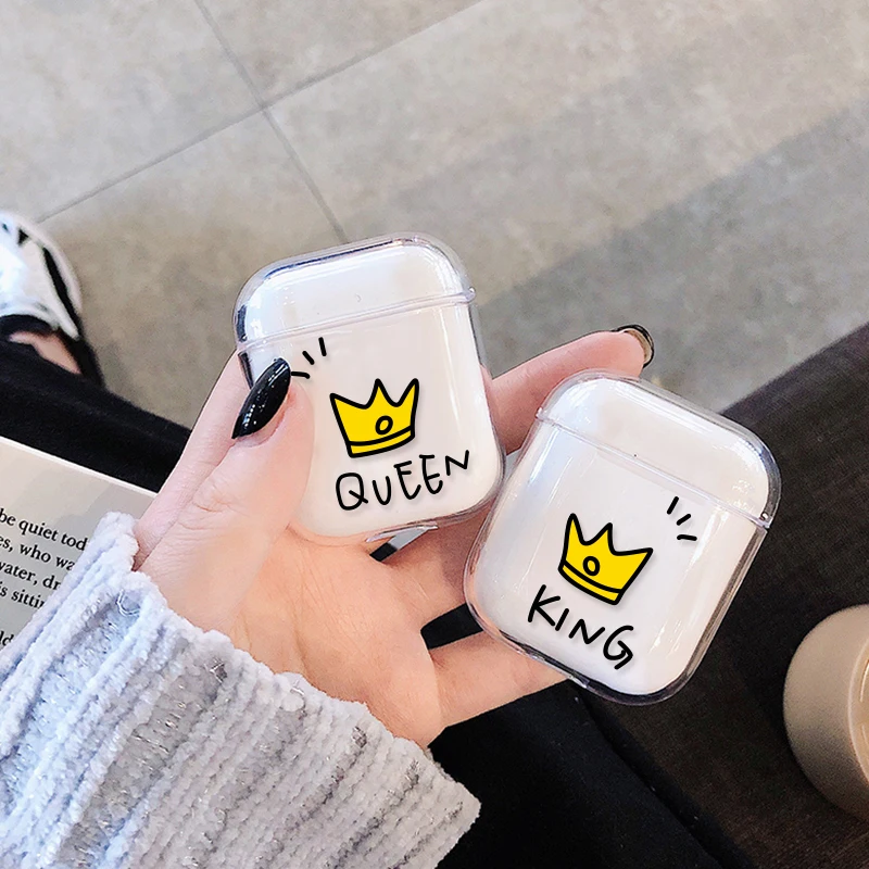 Queen King для Airpods чехол мультфильм защитный жесткий чехол прозрачный беспроводной чехол для наушников для iphone чехол для наушников s