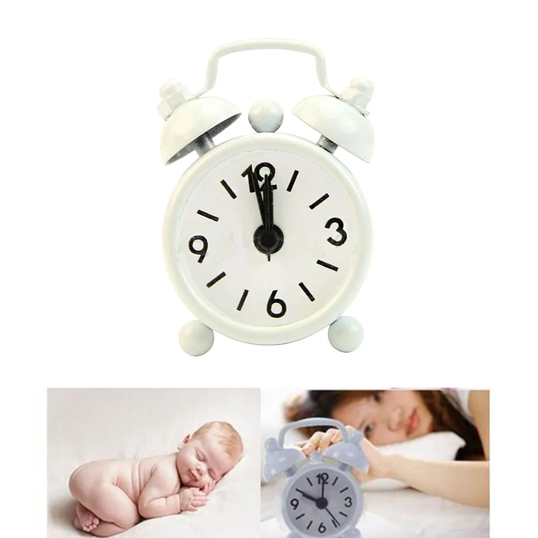 Mini Round Alarm Clock Table Desk Bedside Clocks Dial Number Clock Bedroom Decor