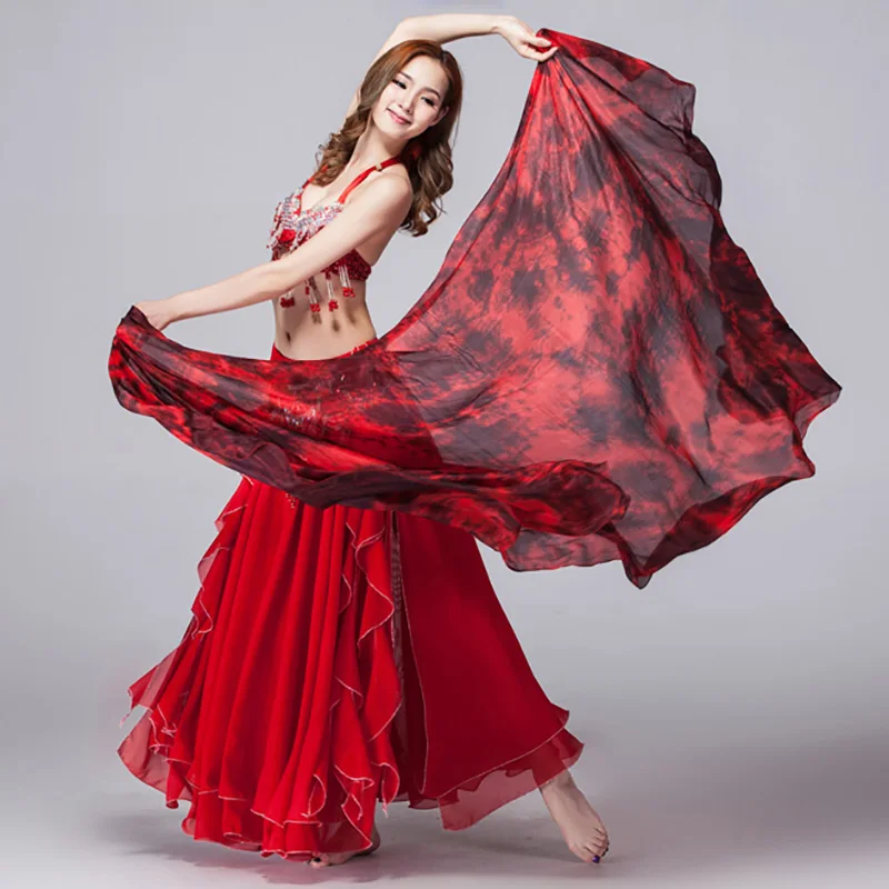 

100% Silk Stage Performance Dancewear Accessories Tie Dye Light Texture Veil Shawls Women Scarf Costumes Belly Dance Veils