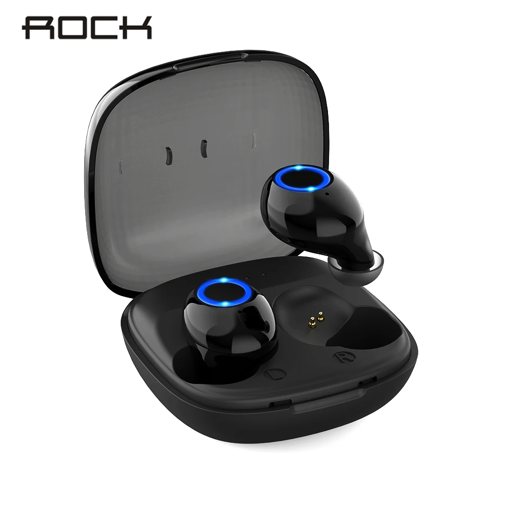 

ROCK Mini TWS 5.0 Bluetooth Earphone True Wireless Earbuds Stereo Mini Headset Sport Headphones with LED Charging Box