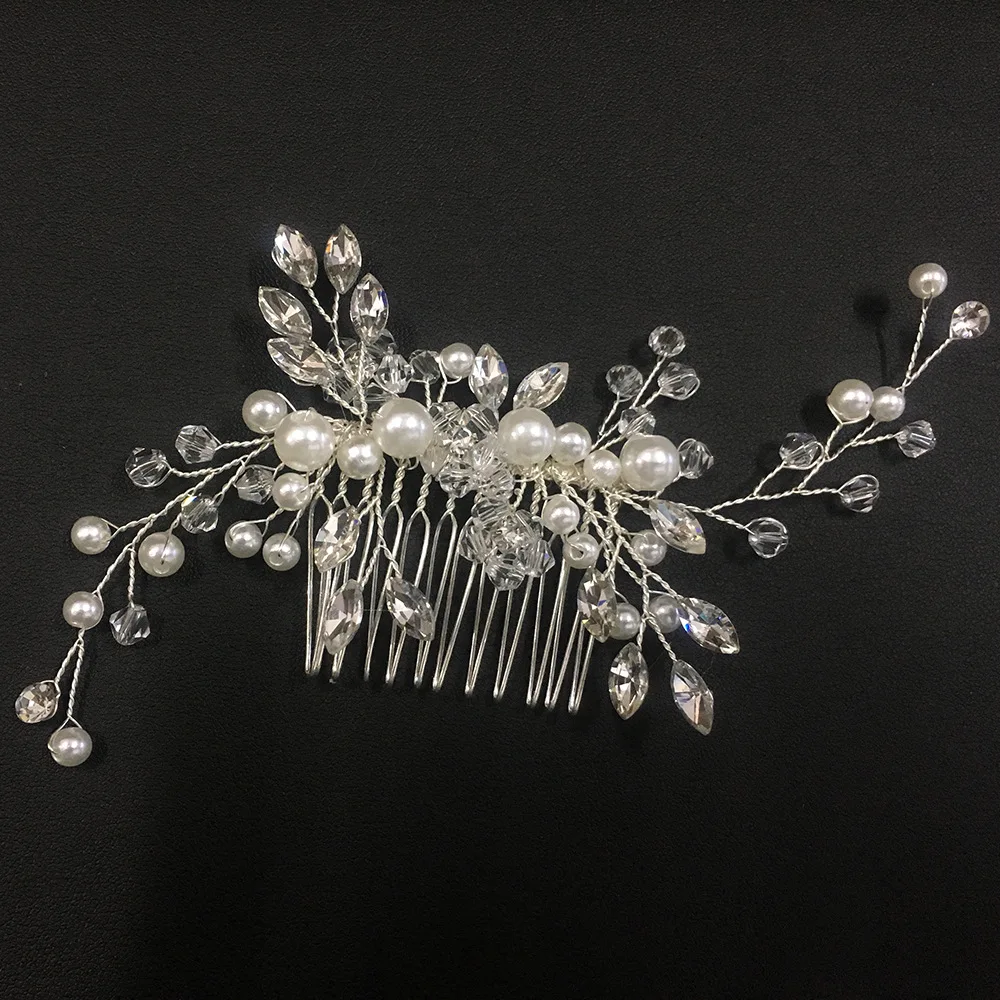 Women Hairpins Elegant Wedding Hair Combs for Bride Crystal Rhinestones Pearls Bridal Headpiece Hair Jewelry Accessories