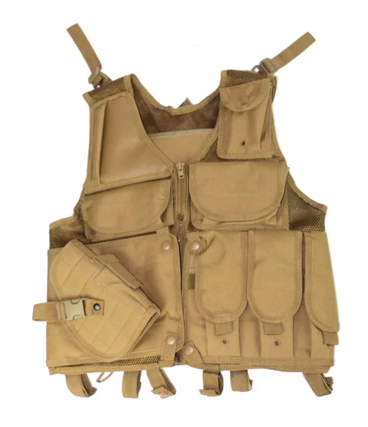 Военный тактический сетчатый жилет армейский охотничий страйкбол рыболовные жилеты с несколькими карманами Мужская командная куртка жилет - Цвет: Tan