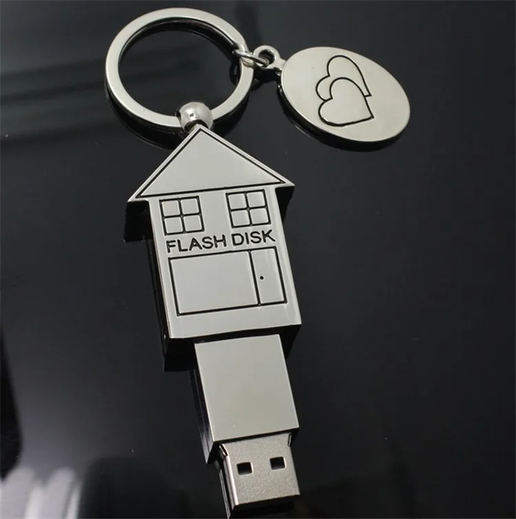 Custom Logo Usb 2 0 Cute Metal House Shape Usb Flash Drive 8gb
